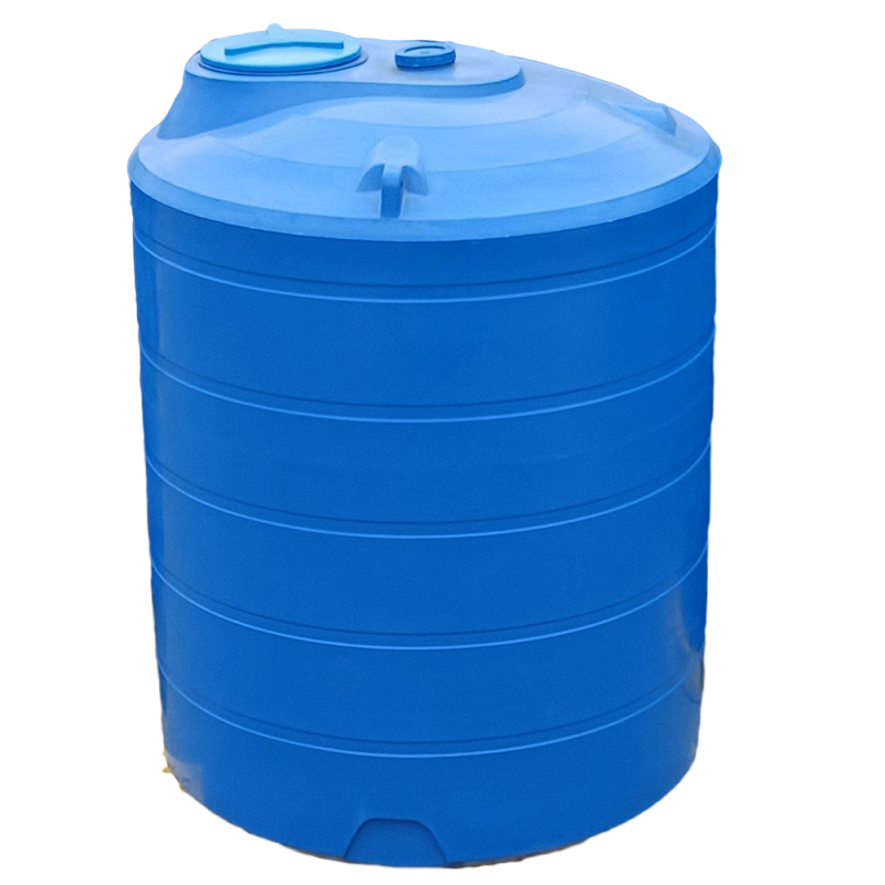 Ємність 3000 л дві горловини вертикальна синя Рото Європласт